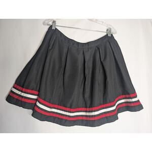 SOCIAL COLLISION Red & White Varsity Stripe Black Pleated Skirt XL Goth Punk